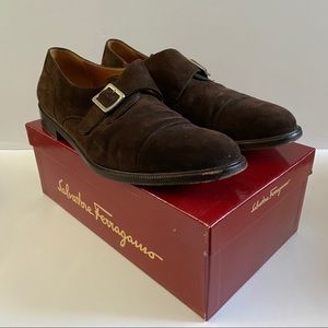 Salvatore Ferragamo monk strap brown suede